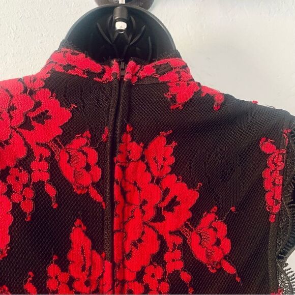 City Studio Black & Red Lace Floral Fit & Flare Dress Size Small - Picture 9 of 15